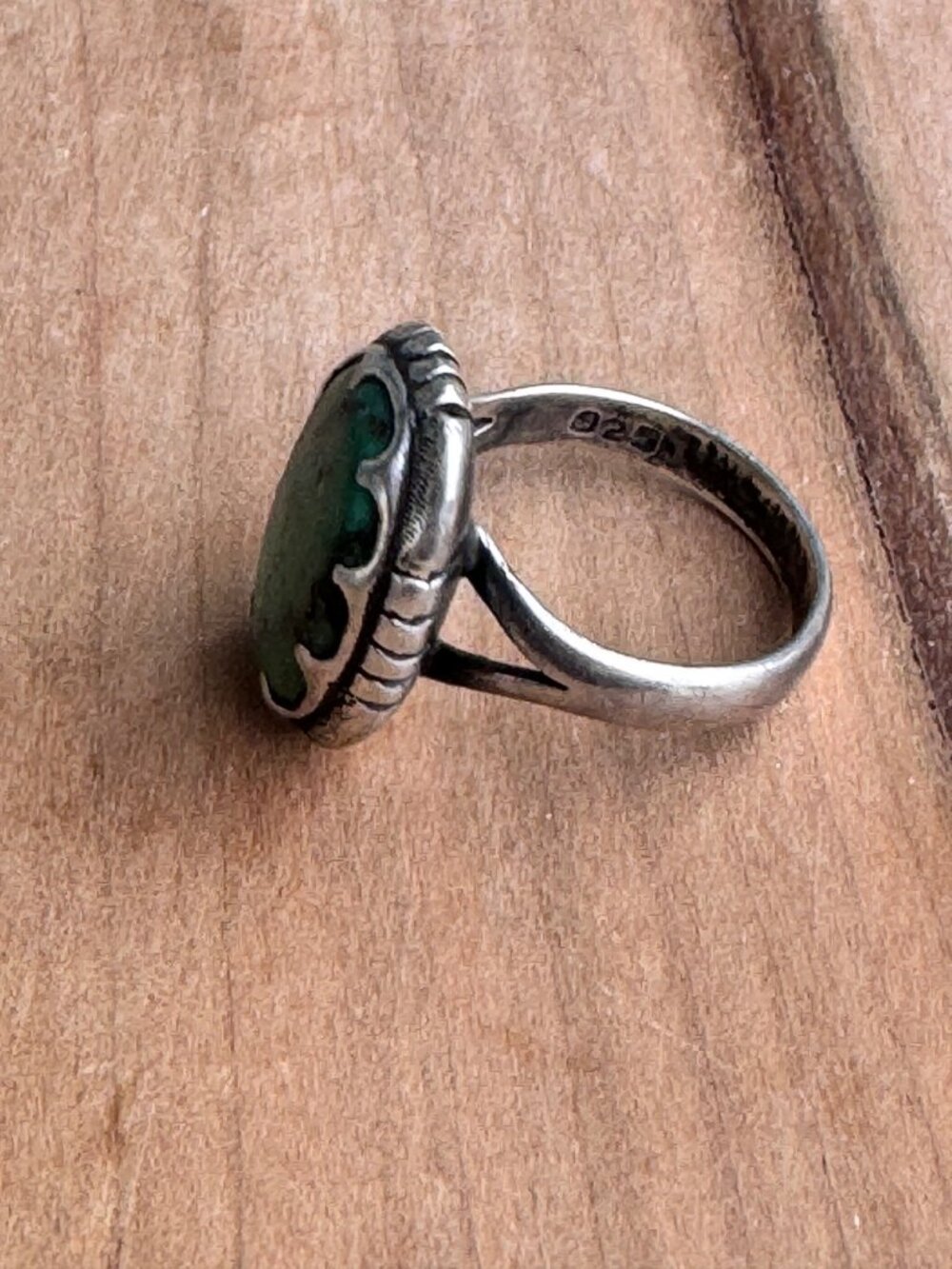 Sterling Silver Green Turquoise Ring Size 7 Oval Nugget Stone Southwest Style - Picture 5 of 13
